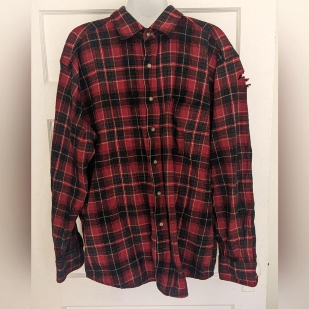 PENDLETON LONG SLEEVE VIRGIN WOOL SHIRT FLANNEL AUTHENTIC TARTAN RED SIZ…